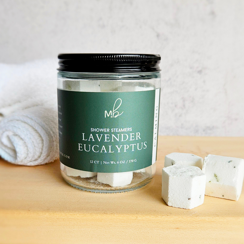 Lavender Eucalyptus Shower Steamer Jar | 12ct Per Jar, Glass Jar, Refillable, Aromatherapy