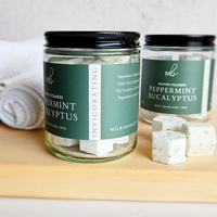 Peppermint Eucalyptus Shower Steamer Jar | 12ct Per Jar, Glass Jar, Refillable, Aromatherapy