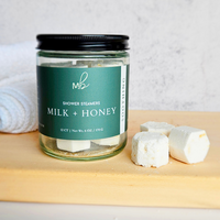 Milk + Honey Shower Steamer Jar | 12ct Per Jar, Glass Jar, Refillable, Aromatherapy