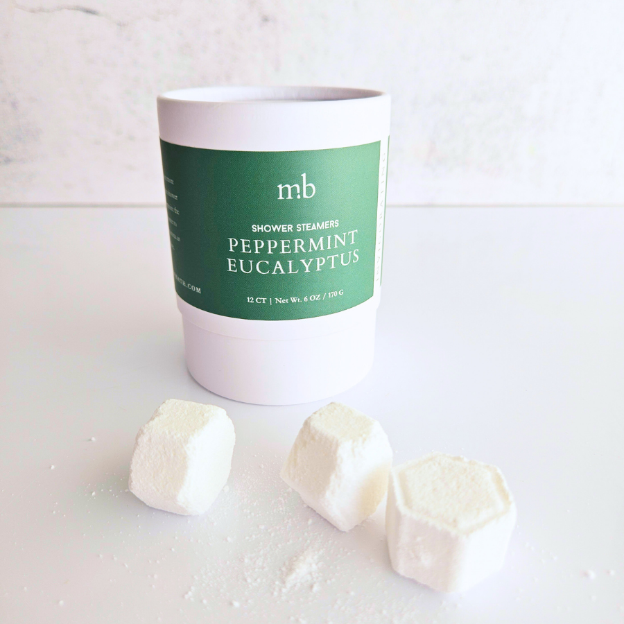 Peppermint Eucalyptus Shower Steamer Jar | 12ct Per Jar, Glass Jar, Refillable, Aromatherapy