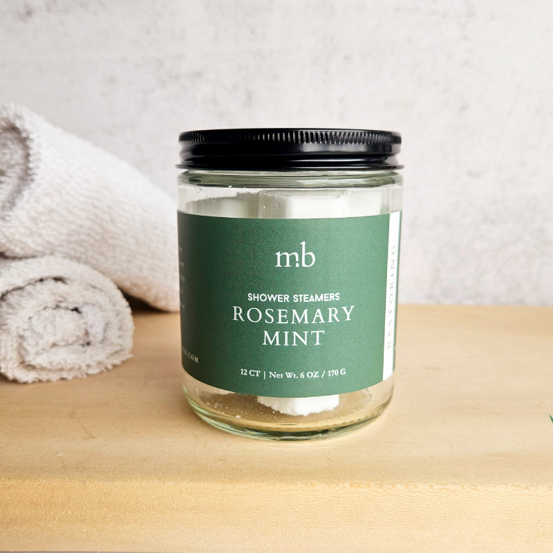 Rosemary Mint Shower Steamer Jar | 12ct Per Jar, Glass Jar, Refillable, Aromatherapy