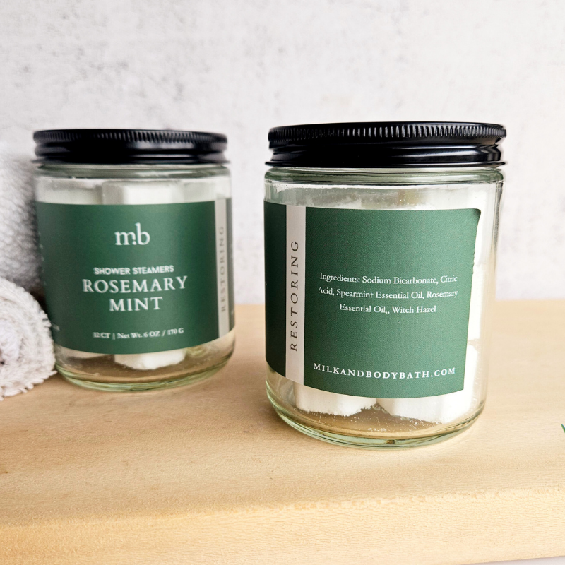 Rosemary Mint Shower Steamer Jar | 12ct Per Jar, Glass Jar, Refillable, Aromatherapy