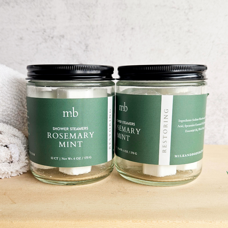 Rosemary Mint Shower Steamer Jar | 12ct Per Jar, Glass Jar, Refillable, Aromatherapy